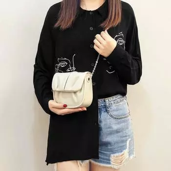 Versatile Pleated Chain Crossbody Bags Simple Flap Female Shoulder Bags Mini Saddle Bags Handbags for Women Fashion