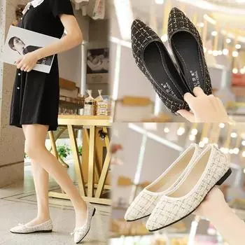 Versatile pointed evening shoes fairy gentle flat bottom shallow mouth 2024 autumn new Xiaoxiangfeng single shoes female Doudou shoes 35
