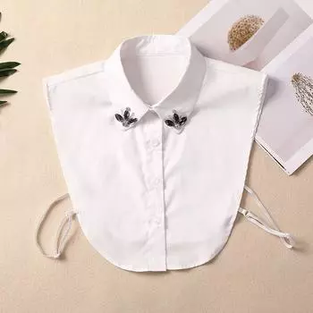 Versatile Pure Cotton Sewn Diamond Fake Collar Handmade Diamond Decoration Fake Shirt Collar Season Sweater Decorative Collar Women S Fake Collar