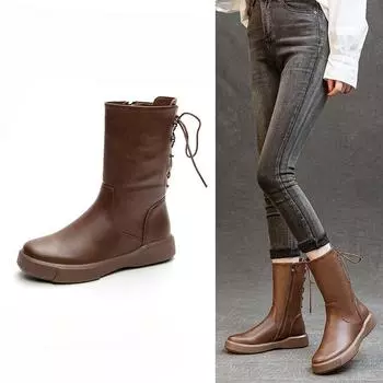 Versatile Shoes Retro Autumn and Winter Boots Women s Thick-soled Boots Women s Boots 35