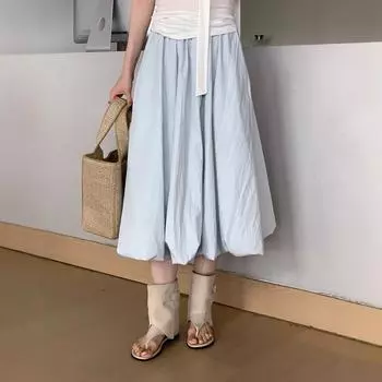 Versatile Skirt Women s Spring and Summer New High-waisted and Thin Casual A-shaped Bud Skirt S белый