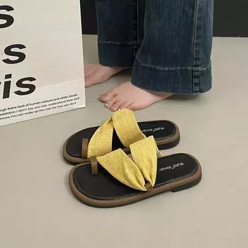 Versatile slim-toed slippers women s outer wear new spring and summer cross-wound sandals one-word drag 35