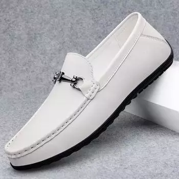 Versatile Summer Men s Loafers Leisure Walk Driving Moccasins Slip on Male Casual Footwear Genuine Leather Male Outdoor Footwear 37 чёрный