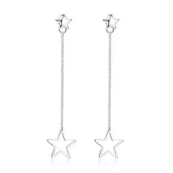 Универсальные, милые и простые серьги-гвоздики, женские украшения Tremella, женские серьги-пентаграммы с бахромой средней и длинной длины.