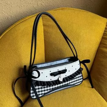 Versatile sweet bow underarm bag women s summer simple niche high-end shoulder handbag чёрный