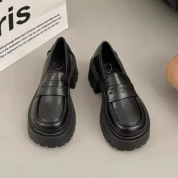 Versatile thick heel new fashion women s spring and summer non-slip small man sweet cool Mary Jane small leather shoes 35