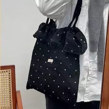 Versatile Travel Spring/Summer Chiffon Large Capacity Single Shoulder Wave Point Lotus Leaf Versatile Bag Tote Commuter Underarm Bag