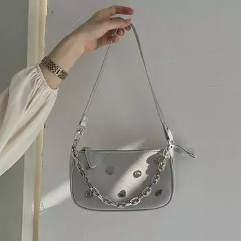 Versatile underarm bag 2024 new black texture niche bag foreign style women s shoulder messenger bag tide серебряный