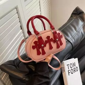 Versatile women s crossbody bag PU material elegant bag high quality cross decoration