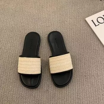 Versatile Women s Flat Shoes Retro Female Slippers Braid Roman Slippers Summer New Womens Shoes Anti-slip Zapatos Para Mujeres 35