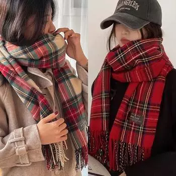 Versatile Women s Winter Plaid Scarf - Imitation Cashmere, Thick & Warm Shawl for Couples