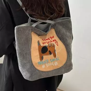 Версия кошки милая повседневная модная большая вместительная сумка для девочек многоцелевая модель модная новая сумка на плечо для поездок на работу чёрный