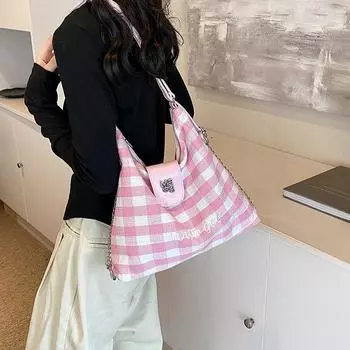 версия большой емкости контрастный клетчатый рюкзак для женщин лето новый модный и универсальный сумка трен
