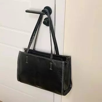 Version Spring New Shoulder Tote Bag Student Large Capacity Soft Leather Commuting Bag Women s Casual Square Handbag (30cm<Max Length<50cm)