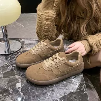 Версия 2024 года, новые ретро с большой головой, уродливые милые кроссовки Boken, кроссовки Doudou, одиночные кроссовки, немецкие кроссовки для женщин 35 коричневый