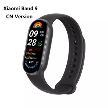 Версия CN Xiaomi Smart Band 9 1,62-дюймовый AMOLED-дисплей 21 день автономной работы Bluetooth 5.4 Поддержка более 150 спортивных режимов 5ATM No NFC чёрный
