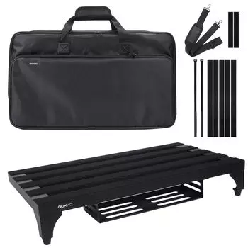 [Версия Evolution 2024] GOKKO Сверхлегкая гитарная эффекторная панель из алюминиевого сплава, прочная и долговечная с сумкой для переноски (L-Черный)