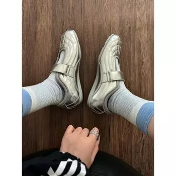 Версия из коровьей кожи~ 5 см обувь с внутренней высотой на квадратном каблуке, женские новые туфли Мэри Джейн с мелким вырезом, повседневная обувь 35