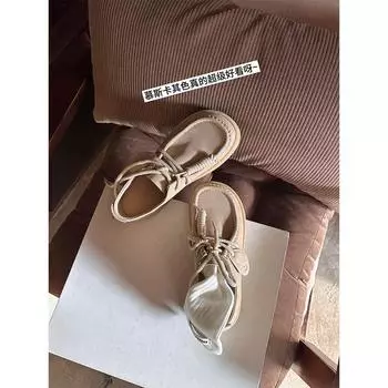 Версия из коровьей кожи Dong Jie, такие же туфли-кенгуру на толстой подошве, женские туфли-лоферы из кожи на шнуровке в британском стиле, женские маленькие кожаные туфли 35