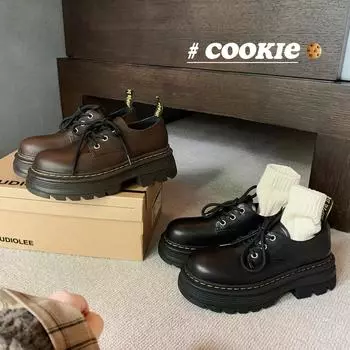 Версия из коровьей кожи Grape Mother, те же классические кожаные британские туфли на шнуровке с толстой подошвой и круглым носком, женские туфли-лоферы 35