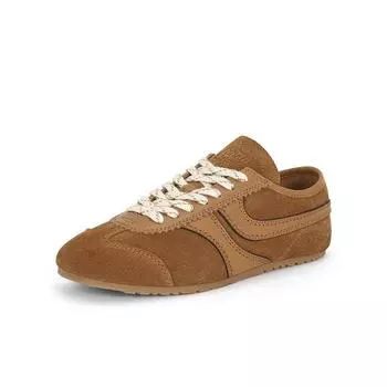 Версия из коровьей кожи коричневые ретро женские кожаные универсальные кроссовки на шнуровке на плоской подошве для спорта, бега, повседневной носки 35