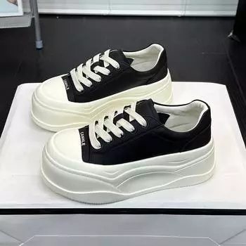 Версия из коровьей кожи~ кожаные туфли на платформе белого цвета для женщин 2025 года, новые повседневные туфли, увеличивающие рост, женская обувь, спортивная обувь для сноуборда 35