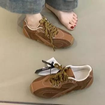 Версия из коровьей кожи~ повседневная обувь в стиле ретро, подходящая по цвету немецкая спортивная обувь со шнуровкой и плоской подошвой, универсальная женская обувь для бега Forrest Gump 35