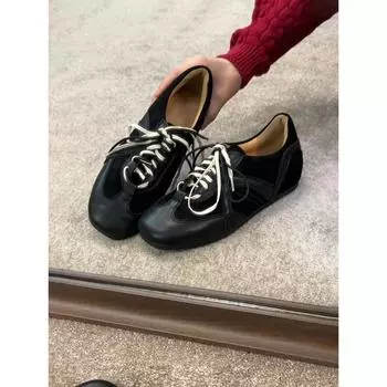 Версия из коровьей кожи~ ретро черный ремешок женские повседневные кеды на скрытой платформе универсальная спортивная обувь тренд 35