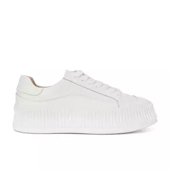 Версия из коровьей кожи~ Туфли-бисквиты на платформе, туфли-маффины, повседневные универсальные, увеличивающие рост, белые туфли, женские кеды 35