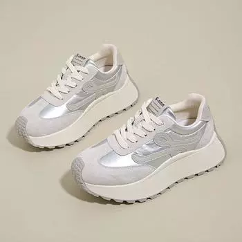 Версия из коровьей кожи~ Туфли Forrest Gump из натуральной кожи с вафельным узором, детские туфли на платформе Muffin, женские туфли 2025 года, весна-лето, новые повседневные спортивные туфли 35