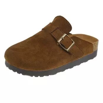 Версия из коровьей кожи~ Весенние новые ретро туфли-шлепанцы на толстой подошве с закрытым носком, носите пару ленивых туфель 35