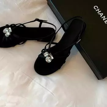 Версия из овчины~ Элегантные сандалии с пряжкой из драгоценных камней и тонким ремешком, открытым носком, односложные сандалии, женские летние сандалии из кожи со стразами и плоские босоножки из свиной клетки 35