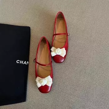 Версия из овчины~ Кожаные туфли-лодочки Мэри Джейн в стиле камелии Сяосянфэн женские осенние балетки на плоской подошве балетки ladyshoes 35 красный