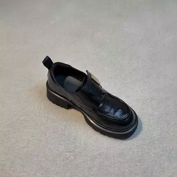 Версия из овчины~ Металлическая пряжка на липучке, толстая подошва, маленькие кожаные туфли, ретро, одинарные туфли на одной педали, женские 35