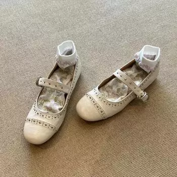 Версия из овчины~ Нежный ветер, неглубокий вырез, заклепки, туфли Мэри Джейн, женские универсальные на плоской подошве, на одном ремешке, балетки 35