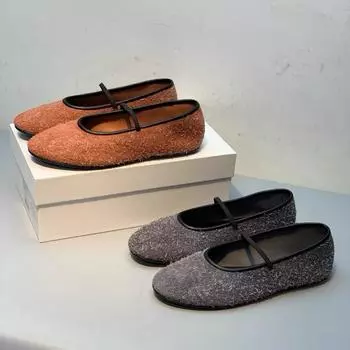 Версия из овчины ~ нишевая весенне-летняя новая танцевальная обувь на плоской подошве, туфли для бабушек с круглым носком и неглубоким горлом, мягкие туфли Мэри Джейн из овчины для женщин 35