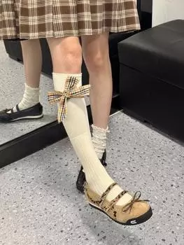 Версия из овчины~ Ретро леопардовый принт бант туфли-лодочки женские французский стиль увеличение внутренней высоты мелкий вырез туфли Мэри Джейн 35