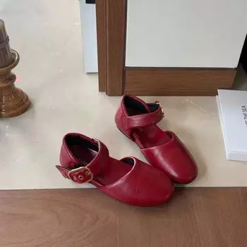 Версия из овчины~ Туфли Мэри Джейн из натуральной кожи женские супермягкие с круглым носком на плоском каблуке с вырезами супермягкие маленькие кожаные туфли 35