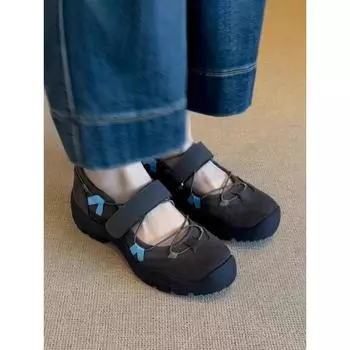 Версия из овчины~ туфли Мэри Джейн на липучке в стиле ретро женские новые универсальные повседневные балетки спортивные сандалии 35