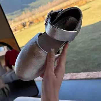 Версия из овчины~ Весна 2025 года, новые туфли Мэри Джейн из натуральной кожи, женские, супермягкие, с круглым носком, на плоском каблуке, полые, супермягкие, маленькие, кожаные 35