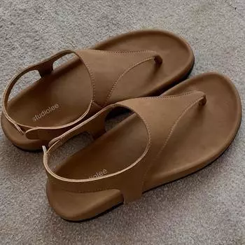 Версия виноградной матери из овчины с тем же минималистским темпераментом шлепанцы ретро носок праздничные толстые подошвы нишевые римские сандалии 34