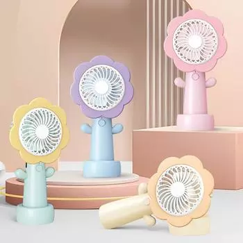 Vertical Flower Handheld Dual-Use Small Fan Usb Rechargeable Three-Speed Control Summer Portable Desktop Fan жёлтый