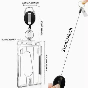 Vertical PC Card Bag With Zinc Alloy Oval Easy To Pull Buckle - With Expansion Clip Transparent Card Holder A