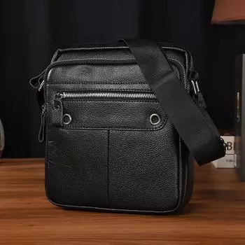Вертикальная деловая мужская сумка через плечо из натуральной кожи, мужская повседневная сумка через плечо из мягкой кожи с верхним слоем из коровьей кожи чёрный