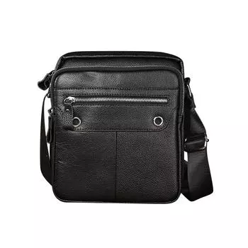 Вертикальная деловая мужская сумка на плечо из натуральной кожи, новая модная повседневная сумка из мягкой кожи, модная сумка через плечо из воловьей кожи с верхним слоем чёрный