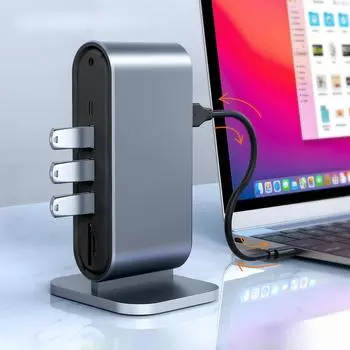 Вертикальная док-станция 12-в-1, многопортовый концентратор для ноутбука Thunderbolt 3, адаптер расширения