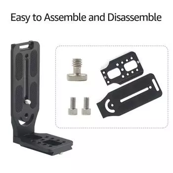 Вертикальная хлопушка камеры L-образный кронштейн Быстросъемная пластина из алюминиевого сплава Крепления с винтами 1/4 дюйма чёрный