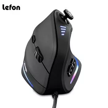 Вертикальная игровая мышь ZELOTES, проводная RGB эргономичная USB-оптическая мышь, программируемые лазерные мыши, 10000 точек на дюйм для геймерских джойстиков Black Mouse