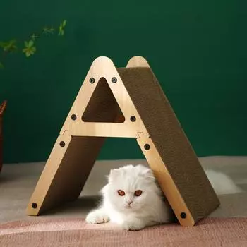 Вертикальная когтеточка для кошек в виде буквы A, игрушка-туннель для царапин треугольной кошки, рампа для когтеточки для игр котят 45.7x25x40.8cm