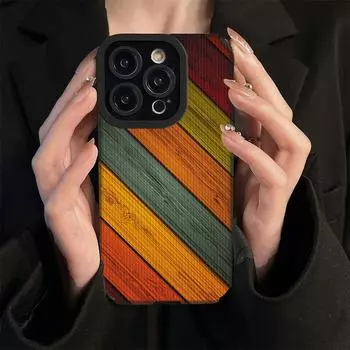 Вертикальная кожа с радужным принтом, мягкий силиконовый чехол для телефона, задняя крышка с объективом камеры, полная защита для iPhone iPhone 15 Pro Max